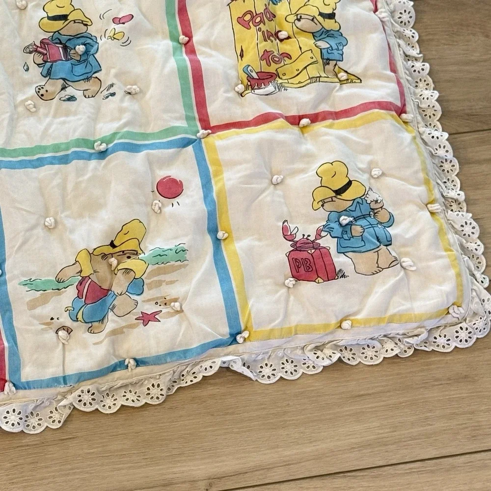 Paddington Bear Baby Crib Quilt Blanket Baby Nursery Primitive Vintage 40